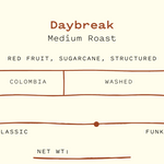 cream 'daybreak medium roast' coffee label
