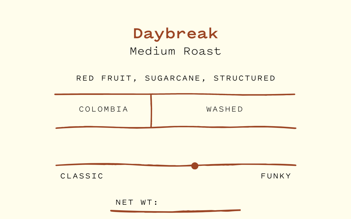 cream 'daybreak medium roast' coffee label