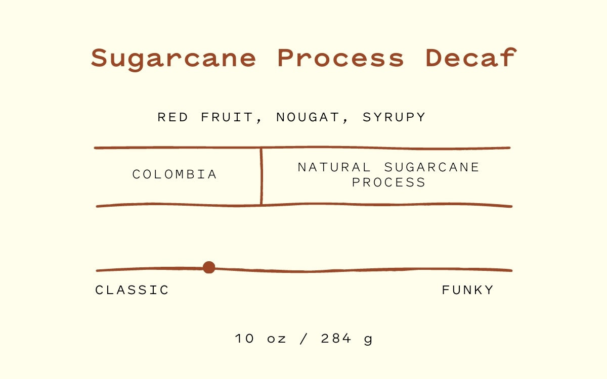 cream 'sugarcane process decaf' coffee label