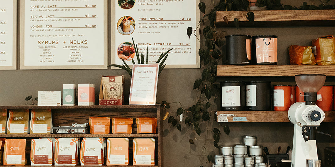 photograph of interior at cherry coffee shop