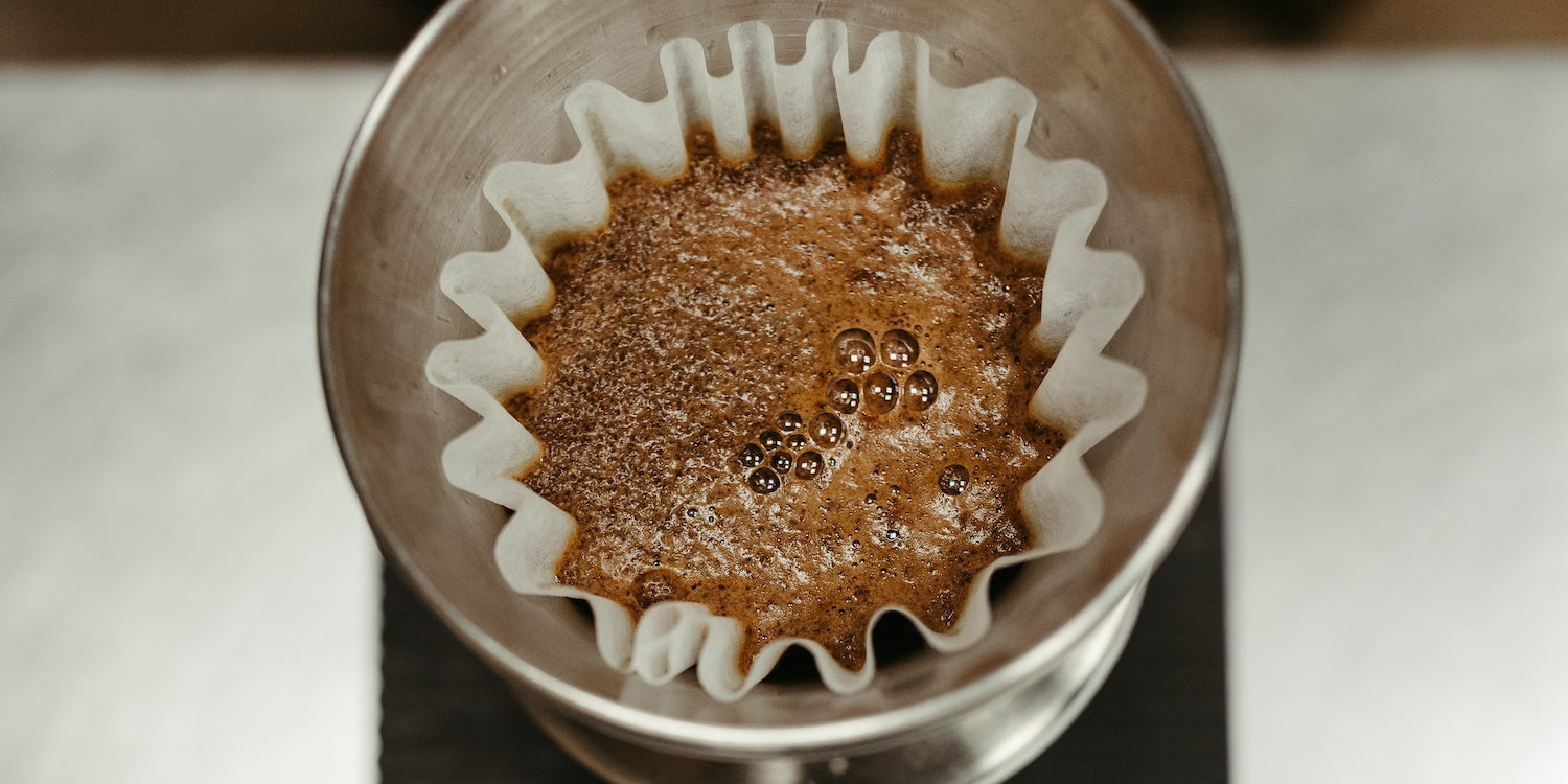 overhead photograph of coffee in a filter