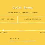 Yellow 'cold brew' coffee label